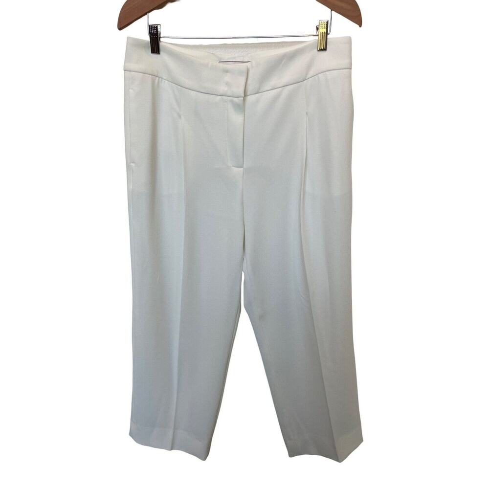 Seductive Pepper White Crop Trouser Pants Flowy Luxury Women's US12 EU 42